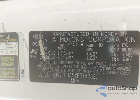 2015 Kia Soul + from USA, damaged, VIN KNDJP3A5XF7142321